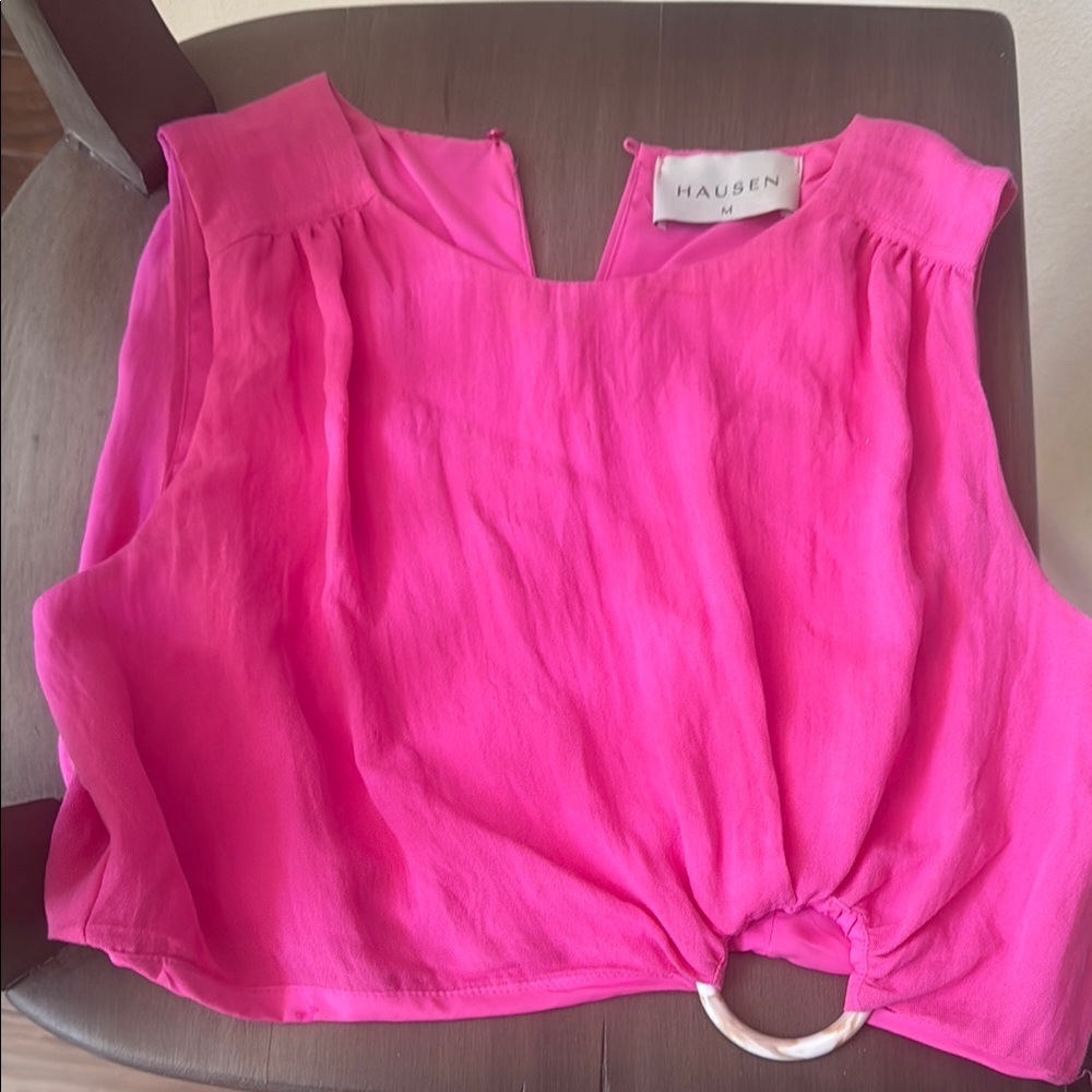 Hausen Pink Crop Ring  Blouse